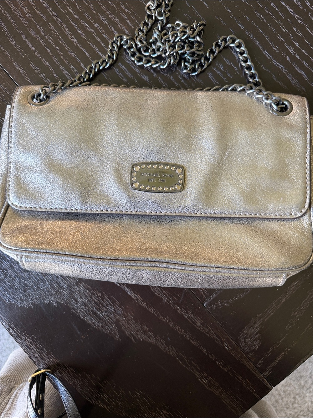 Michael Kors Metallic Silver Chain Crossbody Bag